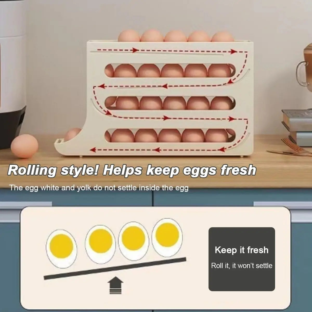 4 Tiers Fridge Egg Rack Large Capacity
