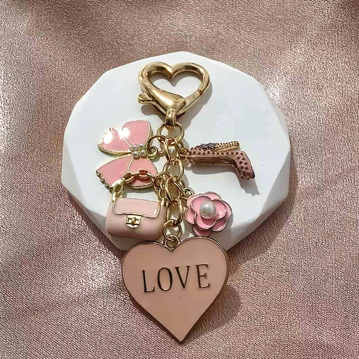 Pretty Pink Heart Keychain