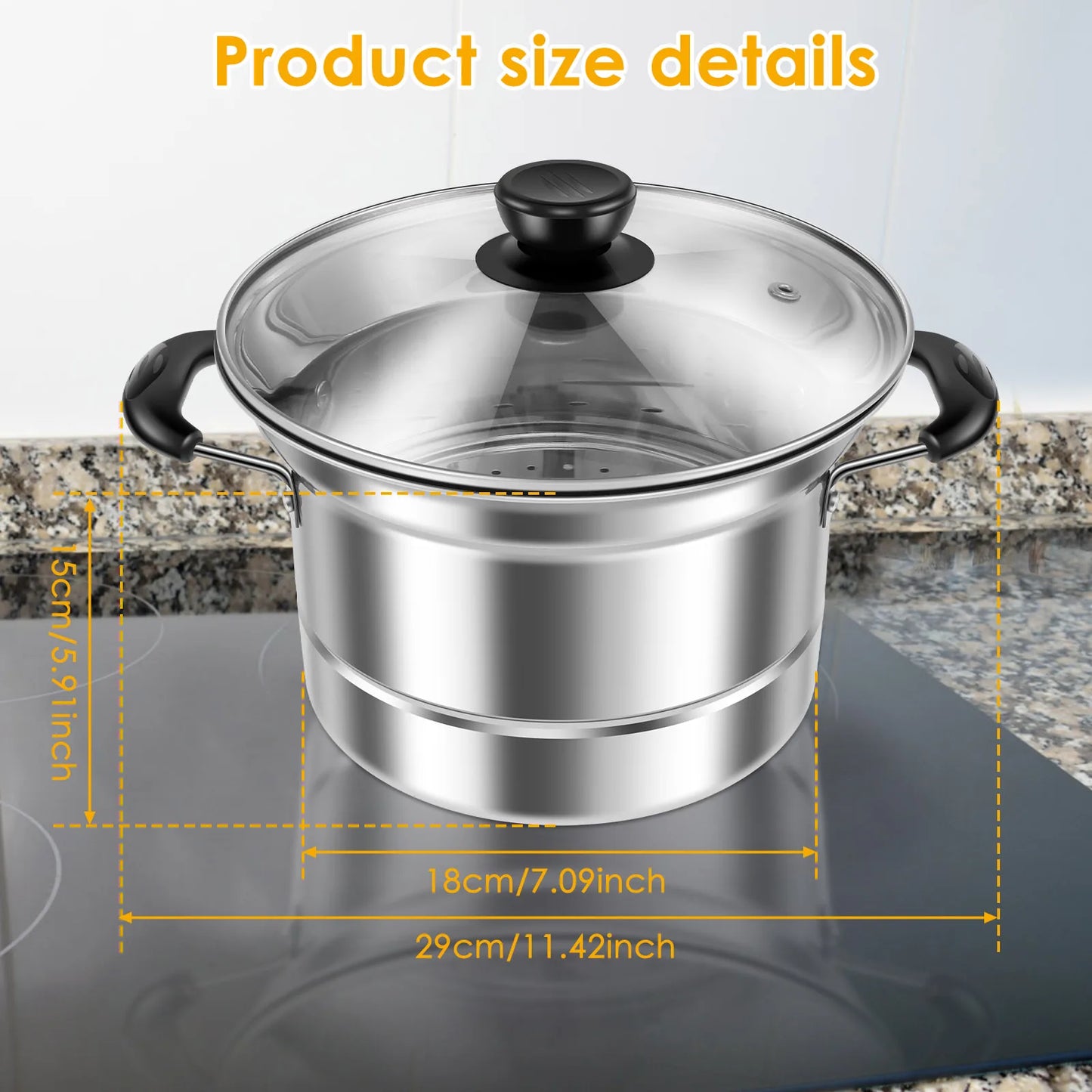 18cm Stainless Steel Steam and Frying Cooking Pot with Strainer Basket and Steaming Tray Tempura Deep Fryer Pot Kitchen Cookware - My Trendova