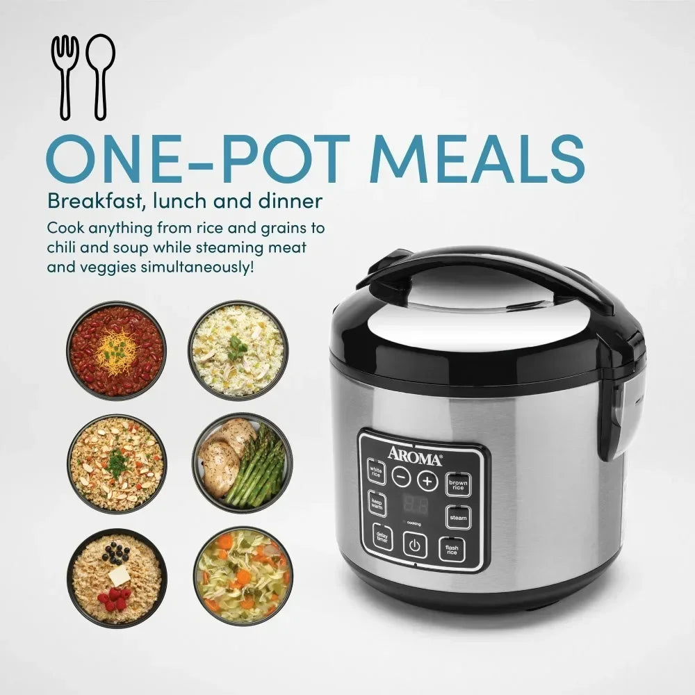 8-Cup (Cooked) Rice & Grain Cooker, Steamer, New Bonded Granite Coating ap - My Trendova