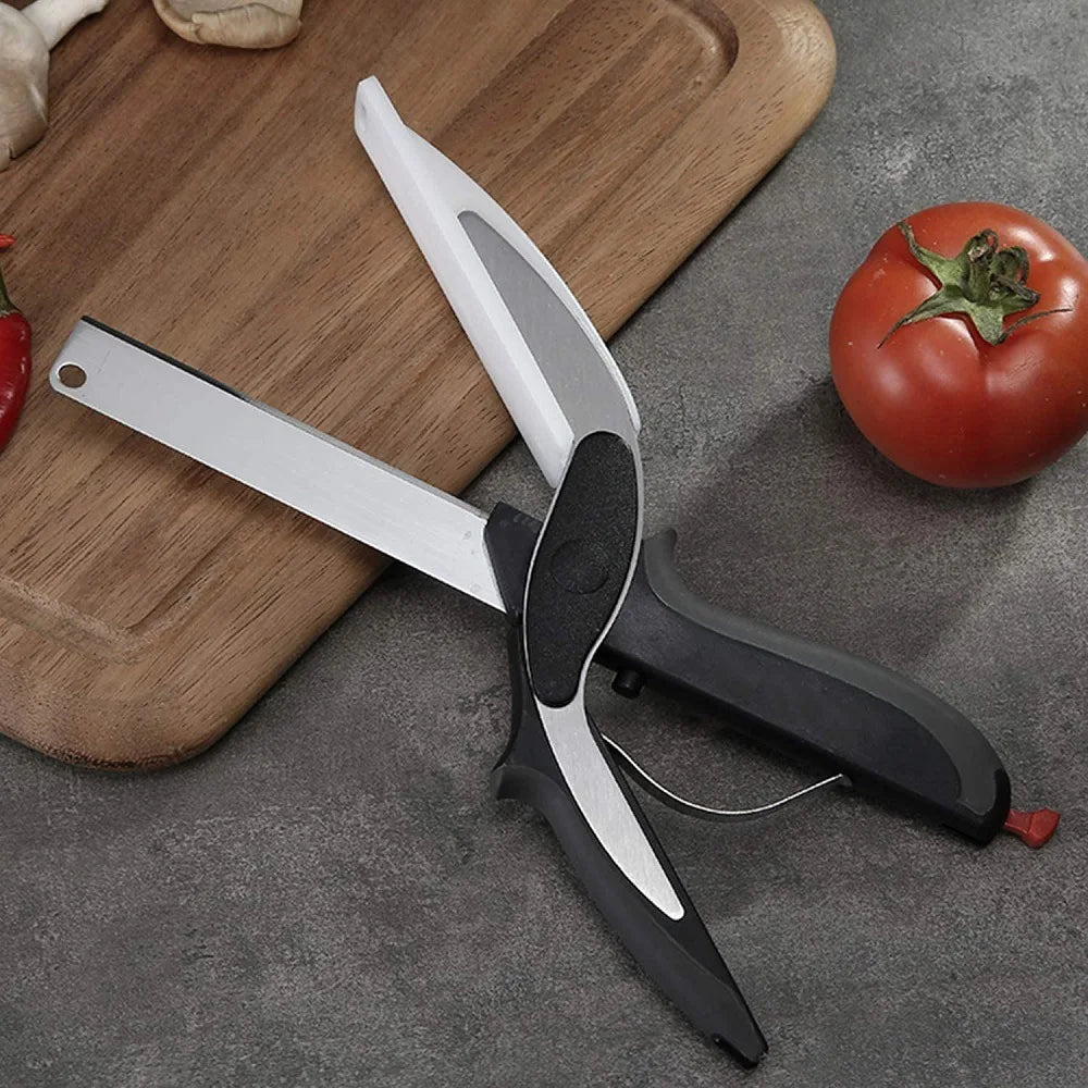 Dobeli Separable Stainless Steel Barbecue Steak Cutting Shear Household Vegetable Scissors 2 In 1 Multi Kitchen Tool Fruit Knife - My Trendova