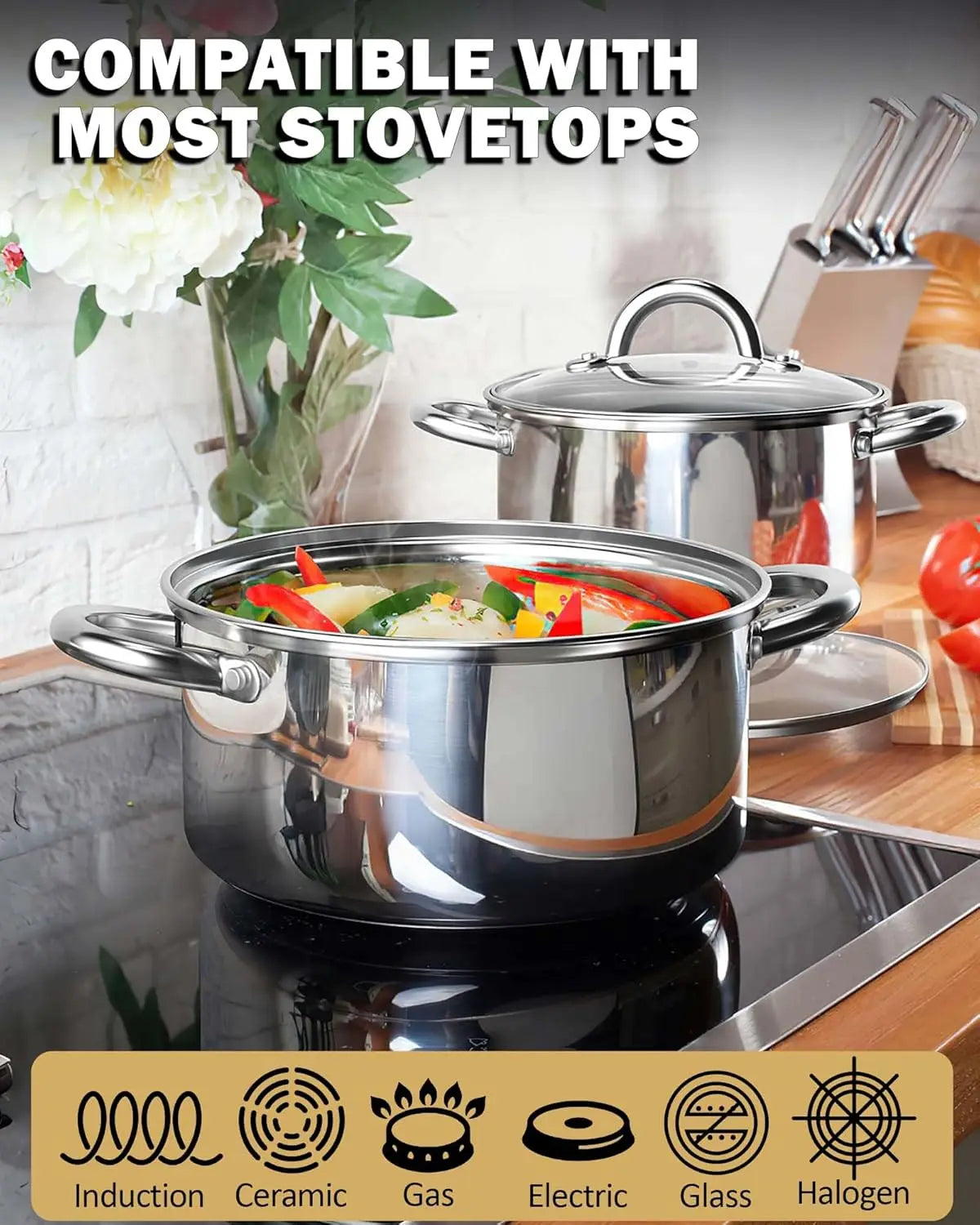Cook N Home Kitchen Cookware Sets, 12-Piece Basic Stainless Steel Pots and Pans, Silver - My Trendova