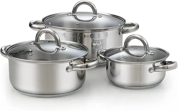 Cook N Home Kitchen Cookware Sets, 12-Piece Basic Stainless Steel Pots and Pans, Silver - My Trendova