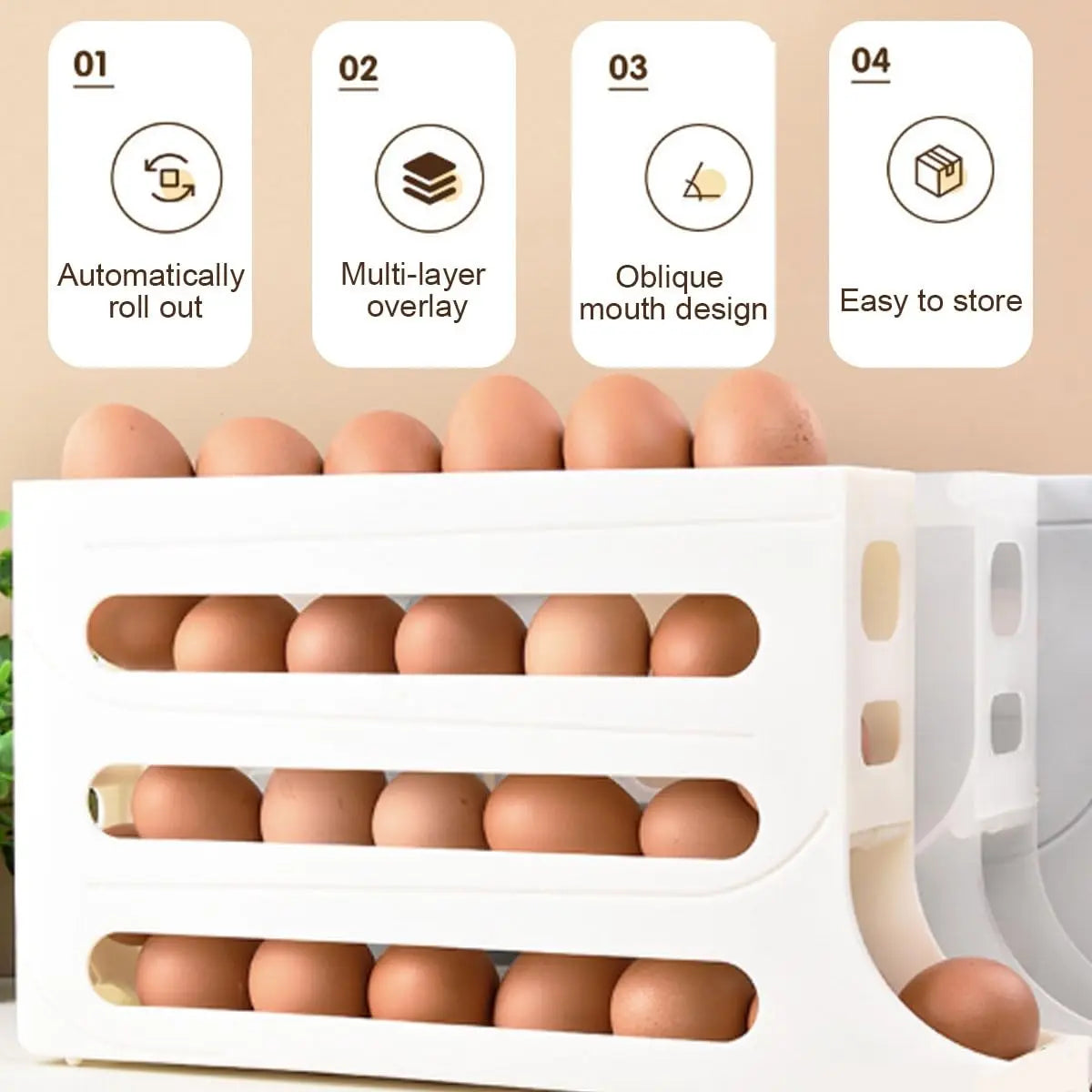 4 Tiers Fridge Egg Rack Large Capacity