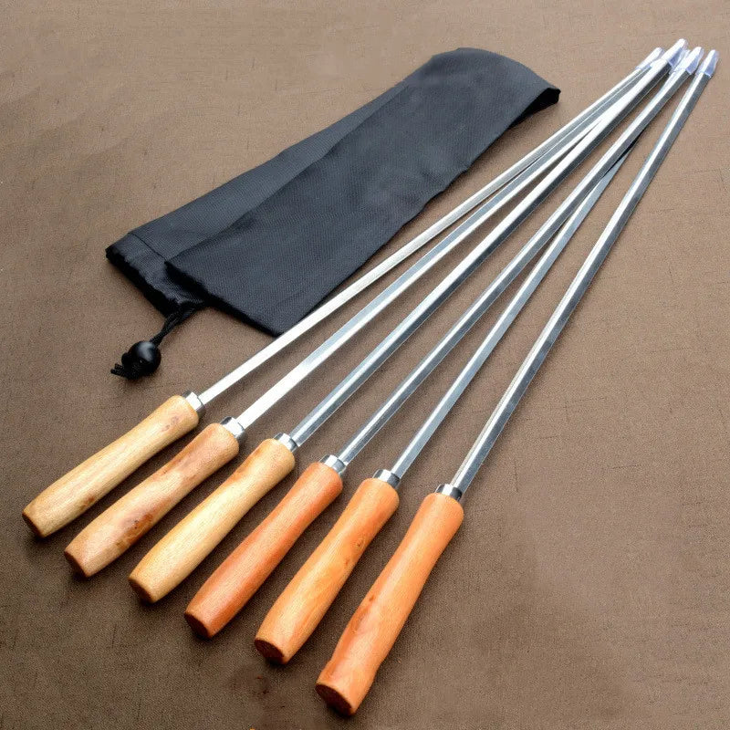 50cm V-type Long Wood Handle BBQ Skewers 6pcs - My Trendova