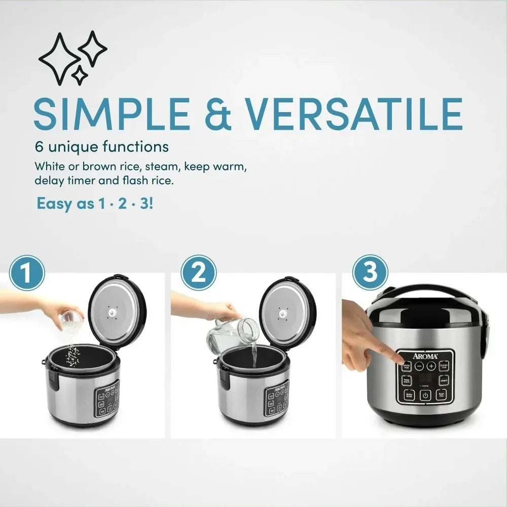 8-Cup (Cooked) Rice & Grain Cooker, Steamer, New Bonded Granite Coating ap - My Trendova