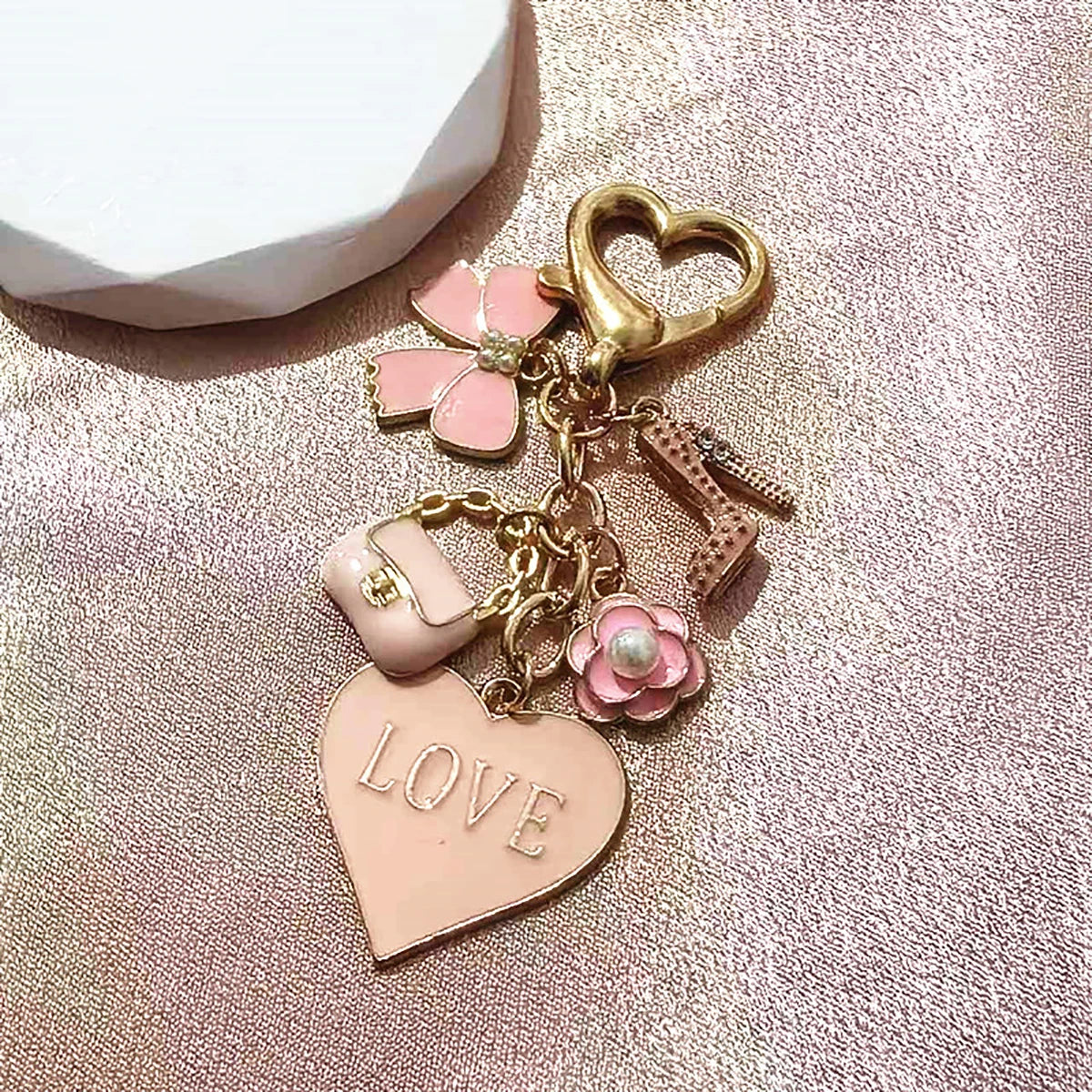 Pretty Pink Heart Keychain