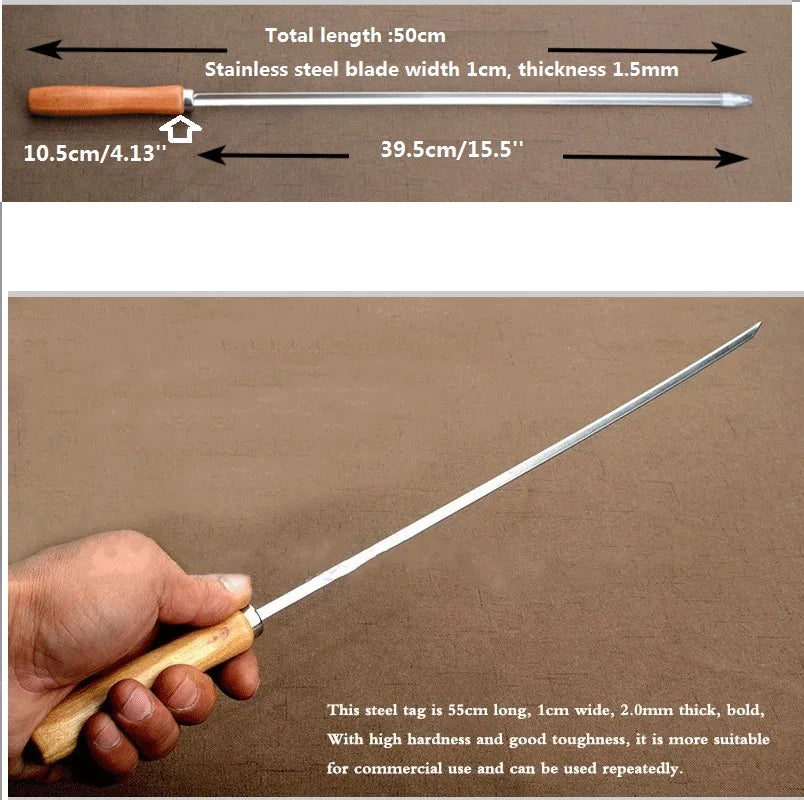 50cm V-type Long Wood Handle BBQ Skewers 6pcs - My Trendova