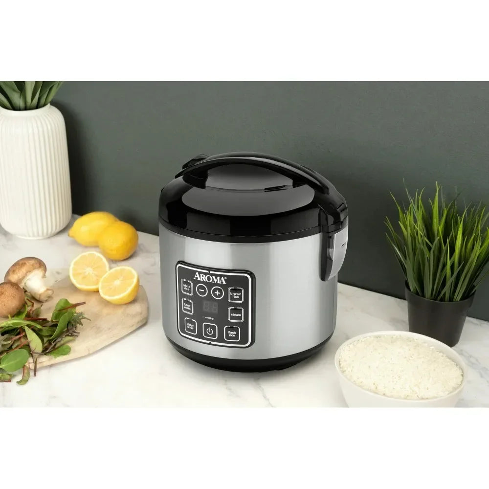 8-Cup (Cooked) Rice & Grain Cooker, Steamer, New Bonded Granite Coating ap - My Trendova