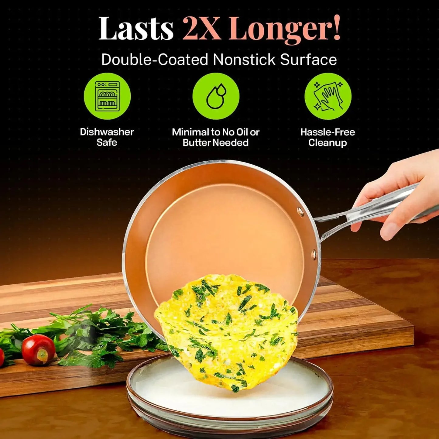 Nonstick Pots and Pans 15 Piece Set Ceramic Cookware Kitchen Set Hammered With Frying Skillet Saucepan - My Trendova