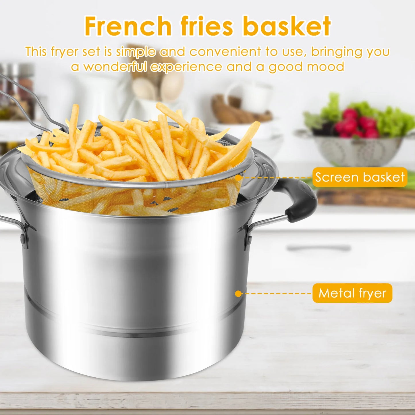 18cm Stainless Steel Steam and Frying Cooking Pot with Strainer Basket and Steaming Tray Tempura Deep Fryer Pot Kitchen Cookware - My Trendova