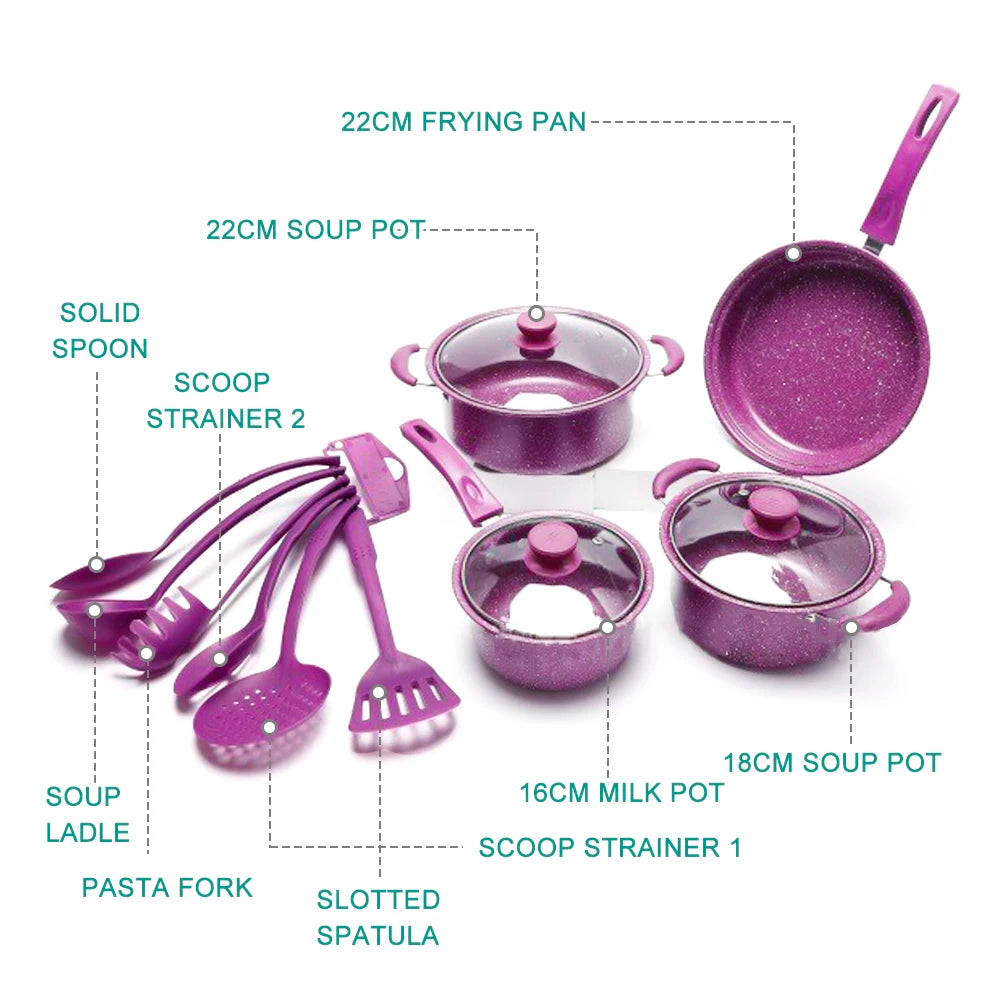 Non-Stick Pots And Pans Set 13-Piece Kitchen Utensil Set Kitchen Cookware - My Trendova