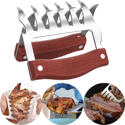 Bear Claws Stainless Steel BBQ Meat Shredder Claws with Wooden Handle Bottle Opener Turkey Chicken Claws KC0423 - My Trendova