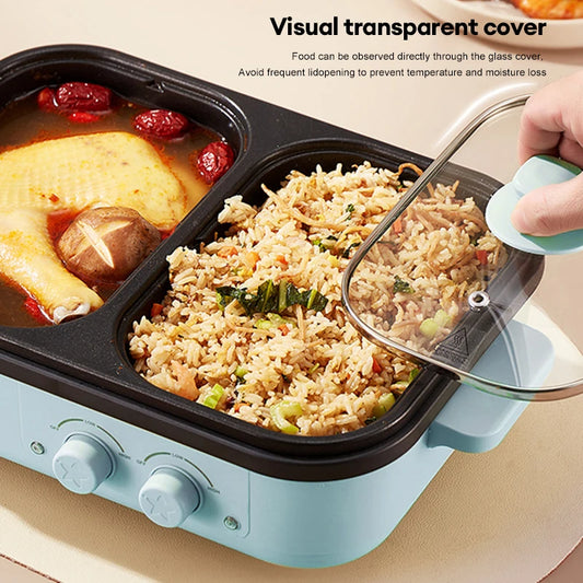 Multifunctional Electric cookers, 2 in 1 Electric Hot Pot BBQ Household Multi cooker machine, Non-Stick cooking pot 220V 110V - My Trendova