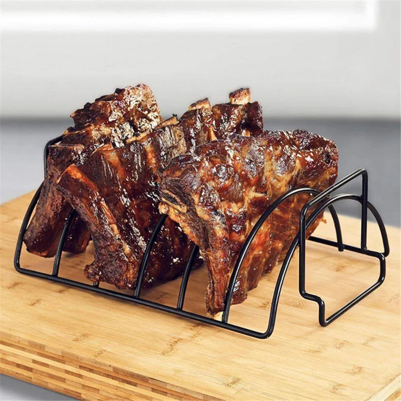 Non-Stick BBQ Rib Rack Stand Barbecue Steaks - My Trendova