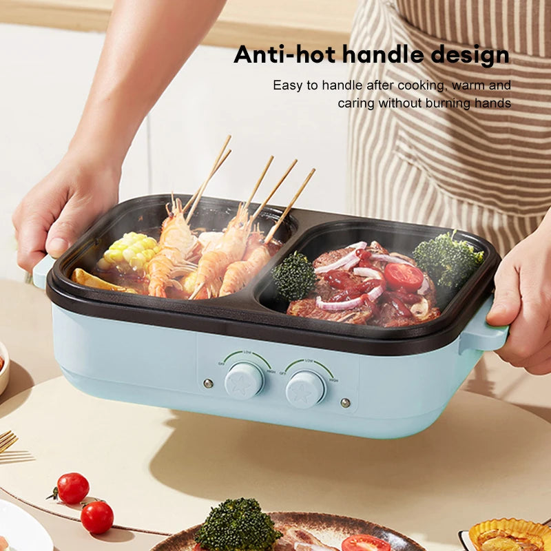 Multifunctional Electric cookers, 2 in 1 Electric Hot Pot BBQ Household Multi cooker machine, Non-Stick cooking pot 220V 110V - My Trendova
