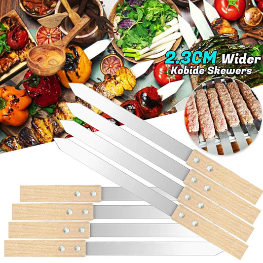 Kabob Skewers 15.7 Inch Long 0.91 Inch Wide 2mm Thin Stainless Steel BBQ Skewer - My Trendova