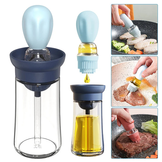 Portable Kitchen Oil Bottle Silicone Brush Control Quantitative With Barbecue Spray Bottle For BBQ Cooking Baking Oil Dispenser - My Trendova