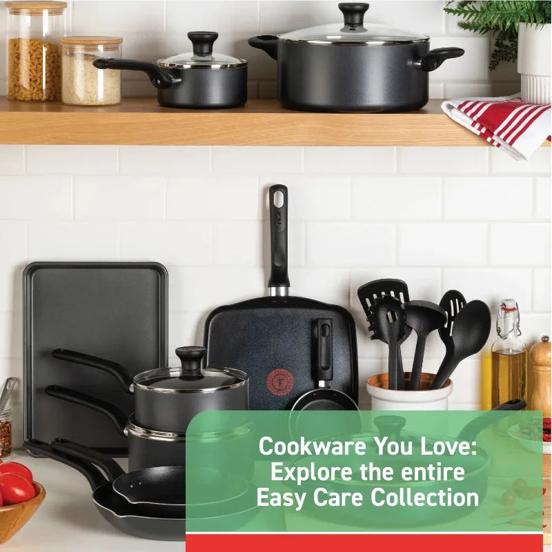 T-fal Easy Care, 20 Piece Non-Stick Pots and Pans Cookware Set, Grey - My Trendova