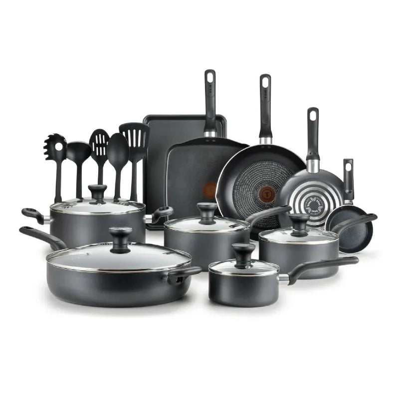 T-fal Easy Care, 20 Piece Non-Stick Pots and Pans Cookware Set, Grey - My Trendova