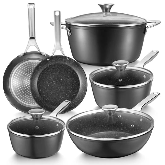 Induction Cookware Nonstick, 10-Piece, BEZIA Pots and Pans Set for Induction Cooktop, Compatible with All Stoves - My Trendova