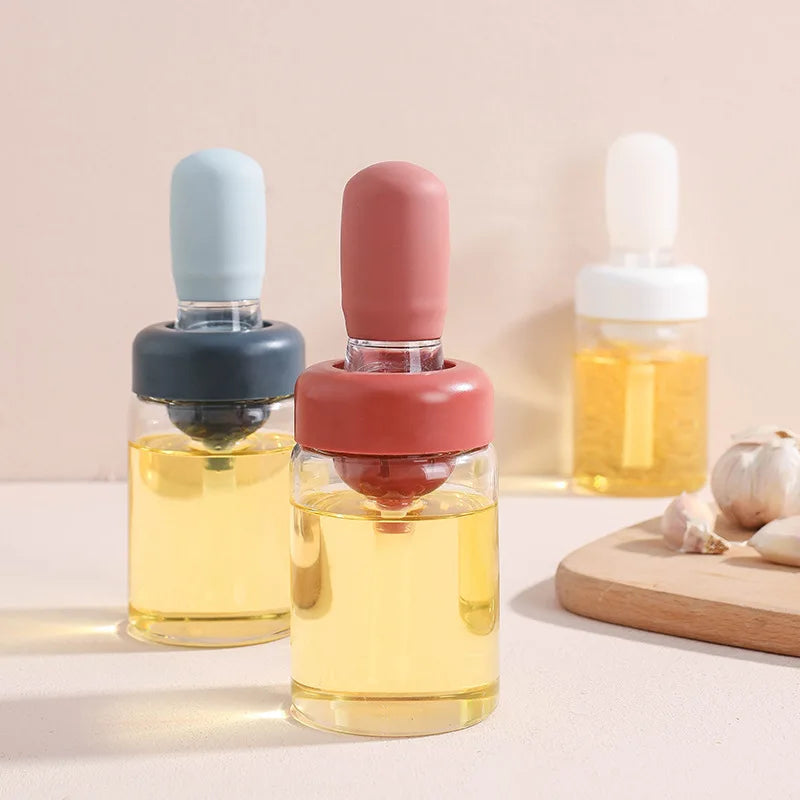 Portable Kitchen Oil Bottle Silicone Brush Control Quantitative With Barbecue Spray Bottle For BBQ Cooking Baking Oil Dispenser - My Trendova