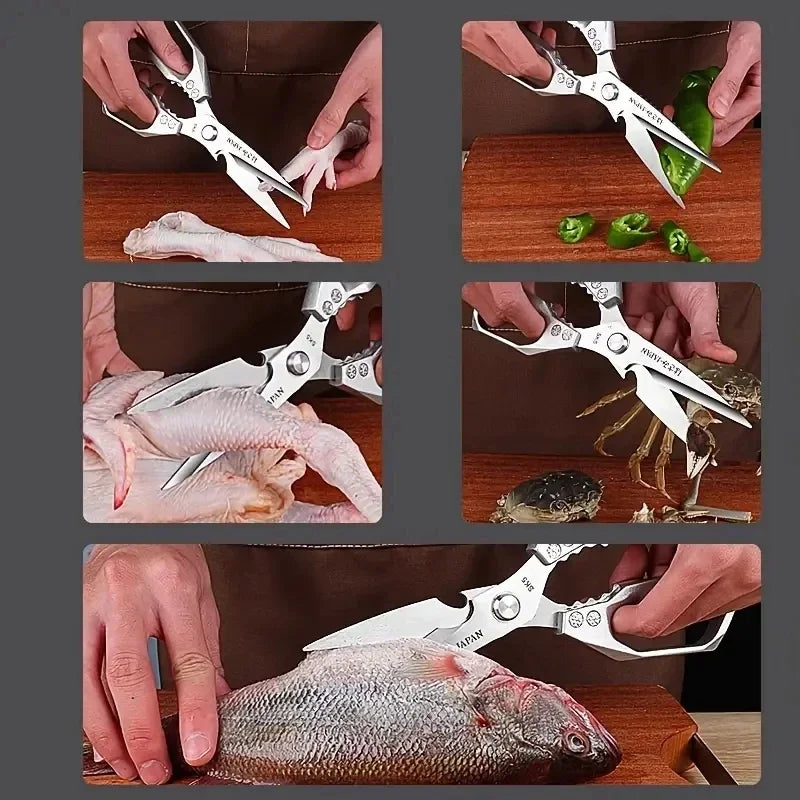 Heavy-Duty Kitchen Scissors Stainless Steel Multi-Purpose Shears for Meat and Roast Cutting - My Trendova
