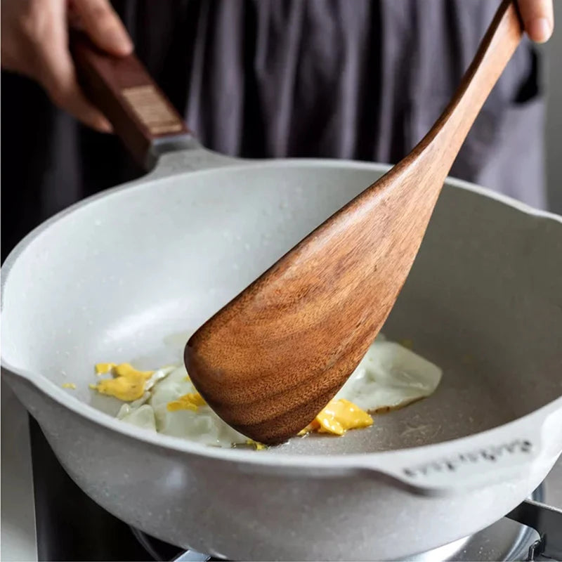 Teak Wooden Spatulas Kitchen Utensils Cooking - My Trendova