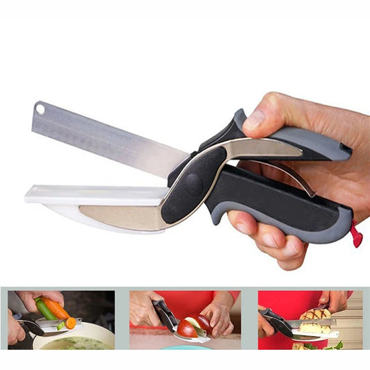 Dobeli Separable Stainless Steel Barbecue Steak Cutting Shear Household Vegetable Scissors 2 In 1 Multi Kitchen Tool Fruit Knife - My Trendova