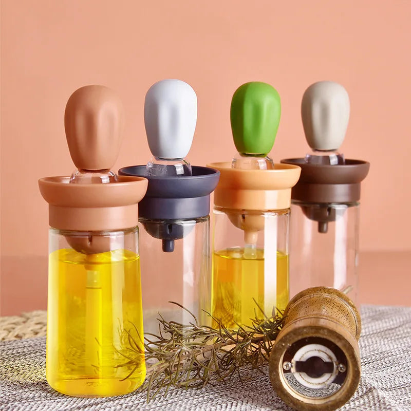 Portable Kitchen Oil Bottle Silicone Brush Control Quantitative With Barbecue Spray Bottle For BBQ Cooking Baking Oil Dispenser - My Trendova