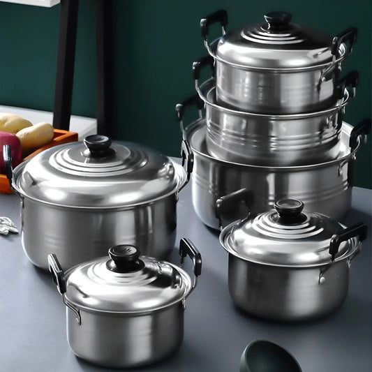 5 piece stainless steel soup pot, non stick and anti magnetic cookware - My Trendova