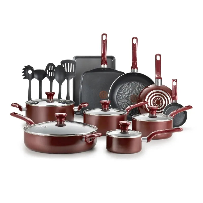 T-fal Easy Care, 20 Piece Non-Stick Pots and Pans Cookware Set, Grey - My Trendova