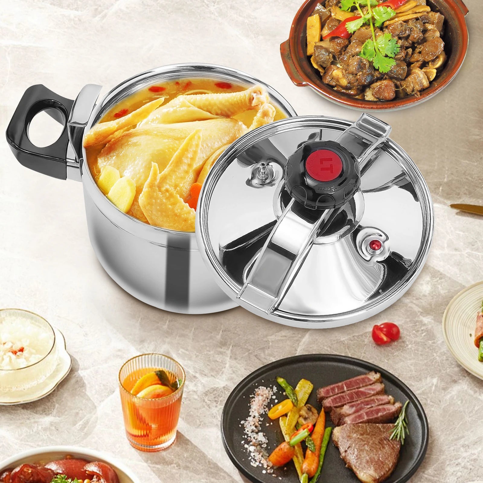 5/7L Stainless Steel Pressure Cooker, Household Explosion Proof Steamer Cooking Pressure Canners, Multiuse Home Kichen Tool ap - My Trendova