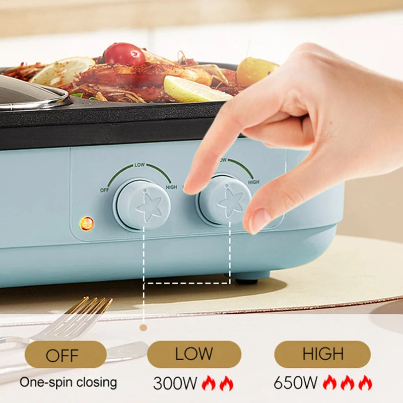 Multifunctional Electric cookers, 2 in 1 Electric Hot Pot BBQ Household Multi cooker machine, Non-Stick cooking pot 220V 110V - My Trendova