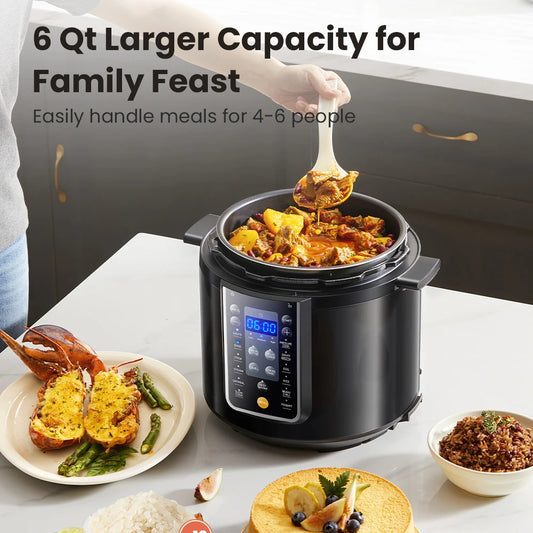 COMFEE’ 6 Quart 9-in-1 Electric Pressure Cooker 13 Presets Instant Multi Cooker Olla de Presion Slow Rice Cooker Non-Stick Pot ap - My Trendova