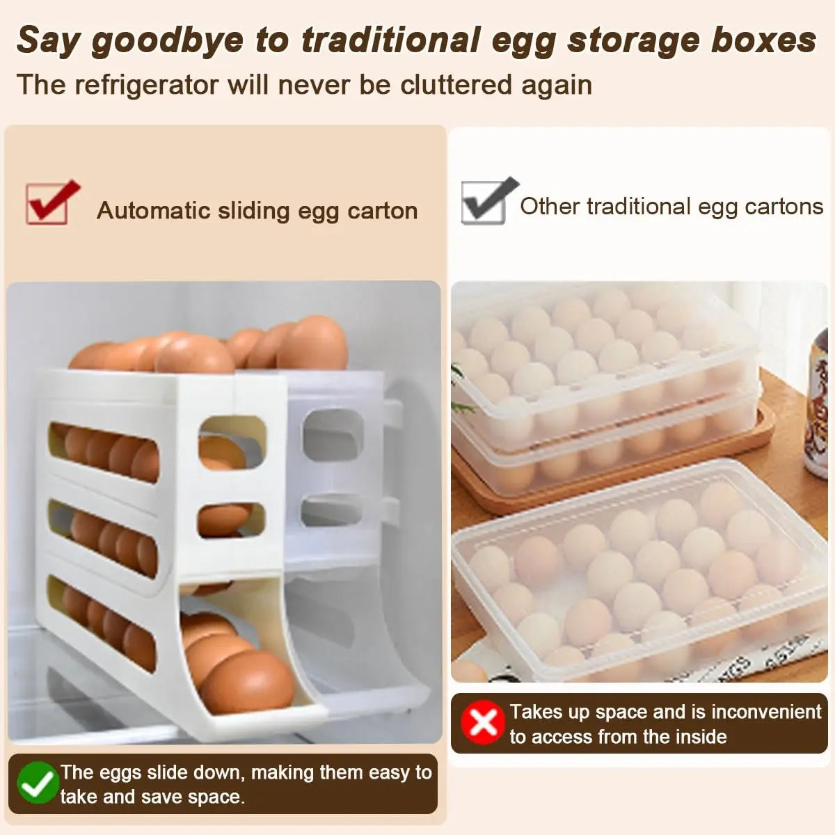 4 Tiers Fridge Egg Rack Large Capacity