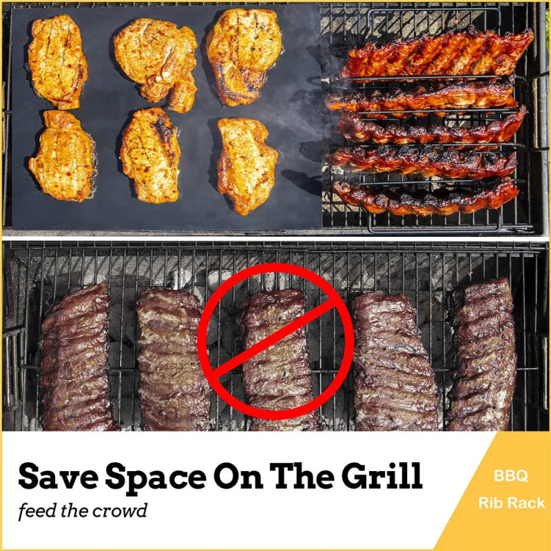Non-Stick BBQ Rib Rack Stand Barbecue Steaks - My Trendova