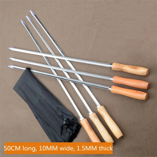 50cm V-type Long Wood Handle BBQ Skewers 6pcs - My Trendova