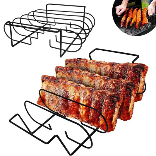 Non-Stick BBQ Rib Rack Stand Barbecue Steaks - My Trendova