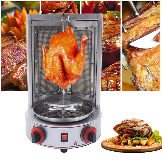 Vertical Gas Broiler Shawarma Machine Kebab Gyro Grill BBQ Machine Rotisserie Stainless 3000W - My Trendova